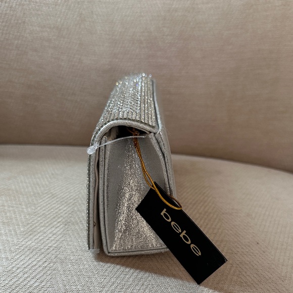 Bebe Sparkling Silver Clutch